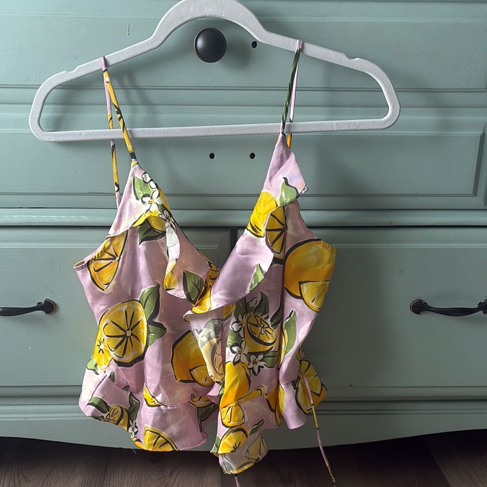 Zara Floral Lemon Print Women's Top